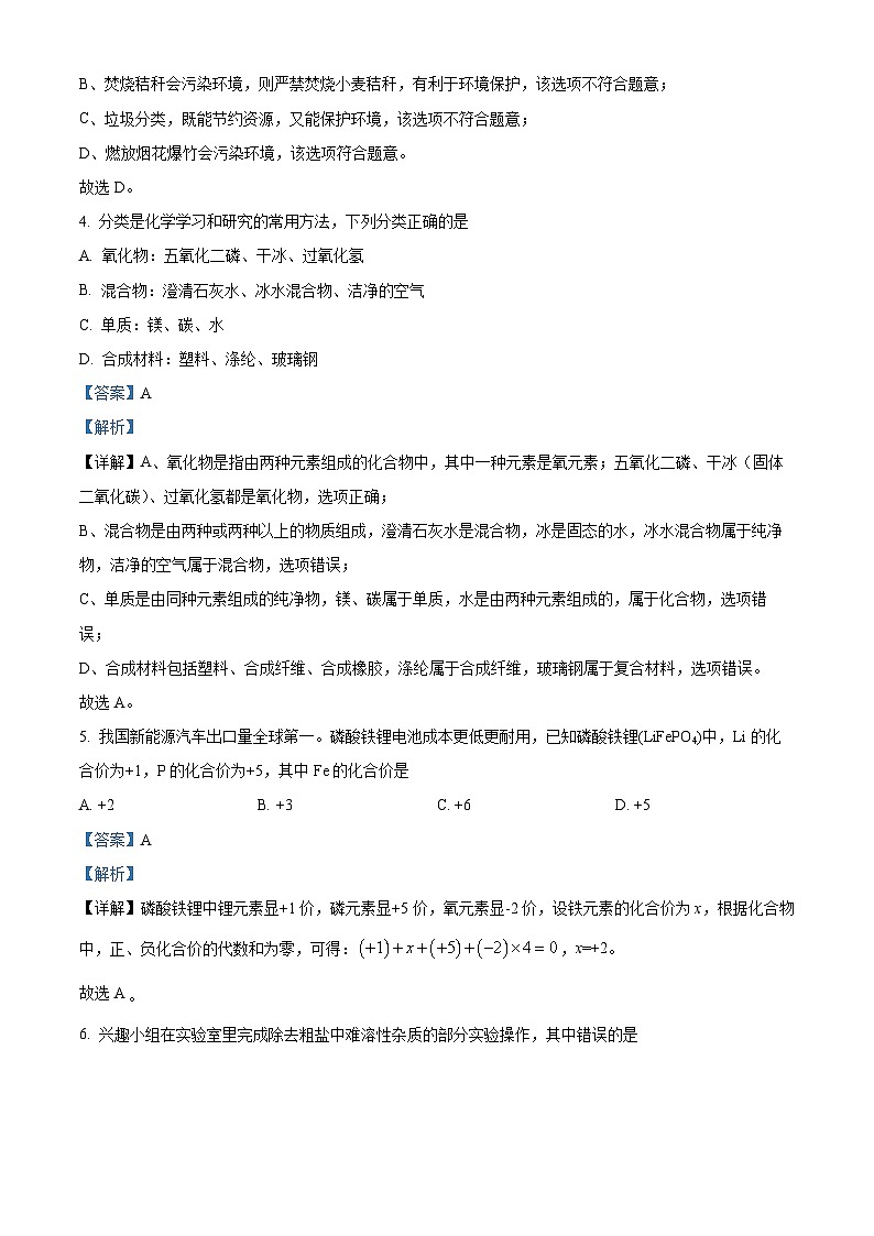 2024年甘肃省临夏州九年级下学期一模化学试题（原卷版+解析版）02