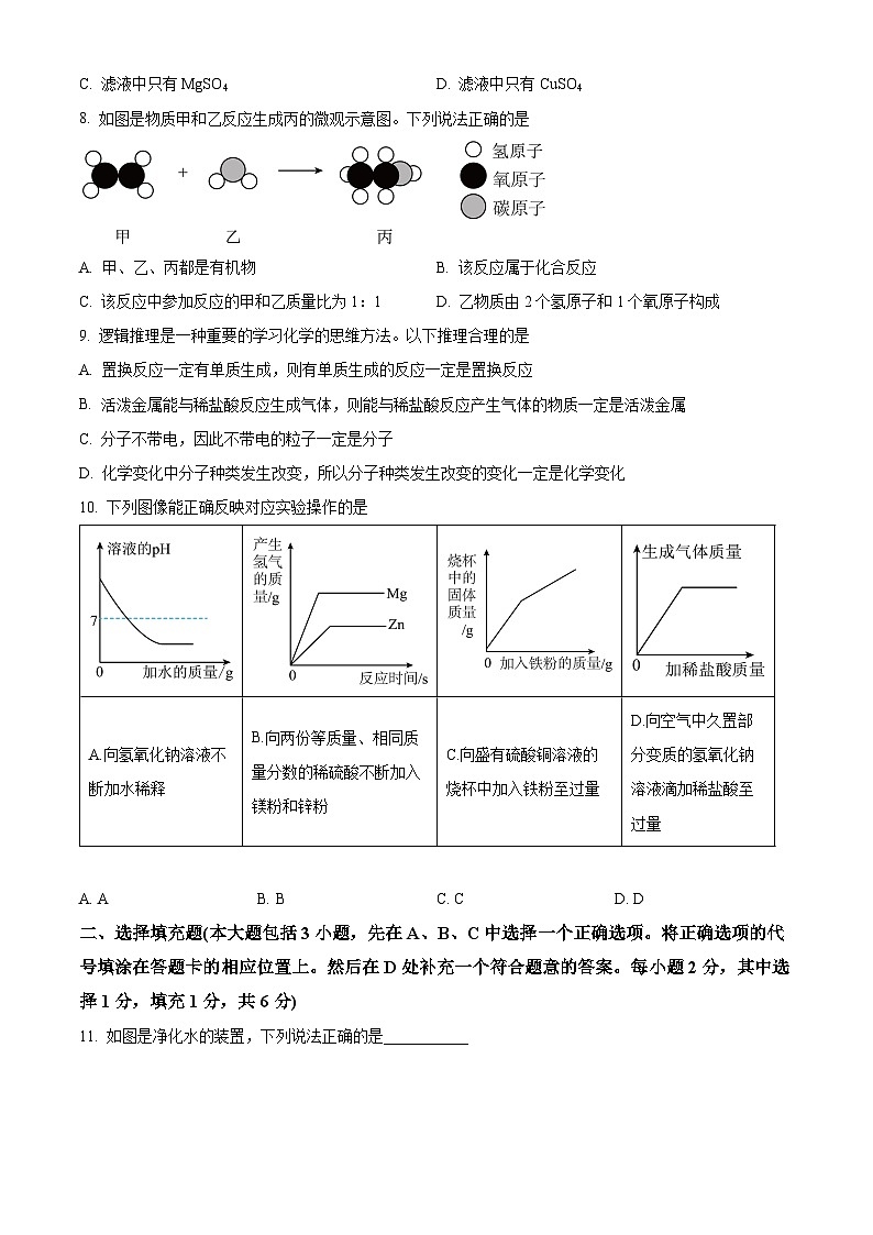 2024年江西省赣州市寻乌县中考一模化学试题（原卷版+解析版）02