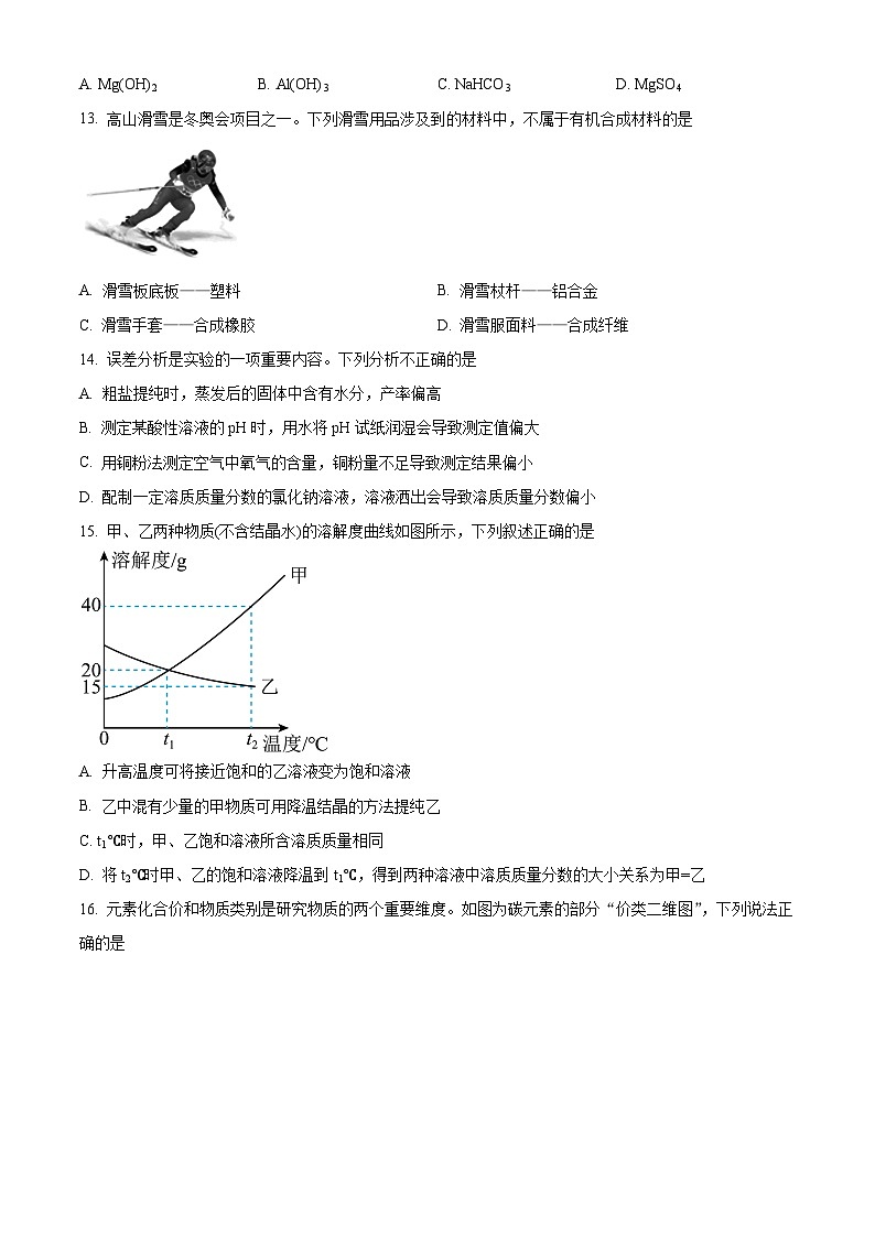 2024年山东省青岛市市北区中考一模化学试题（原卷版+解析版）03