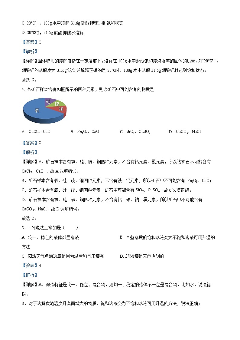 2024年吉林省松原市油田第十二中学九年级下学期第一次摸底测试化学试卷（解析版）第2页