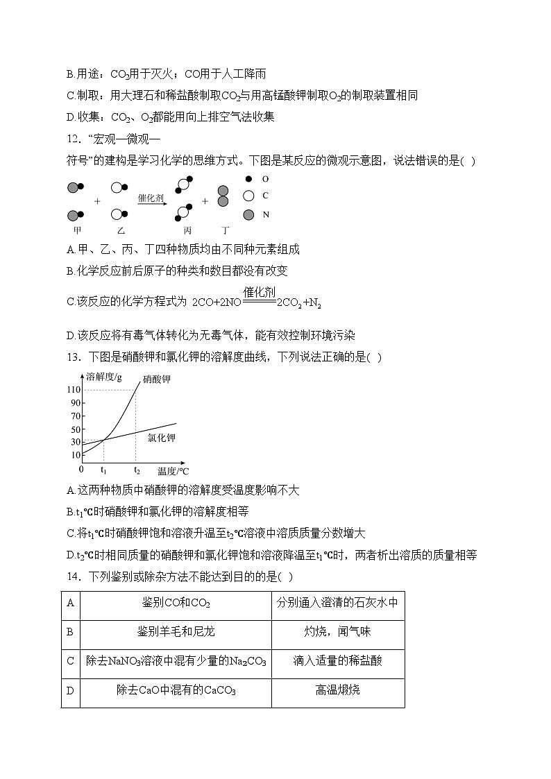 青海省2024年九年级中考一模化学试卷(含答案)第3页