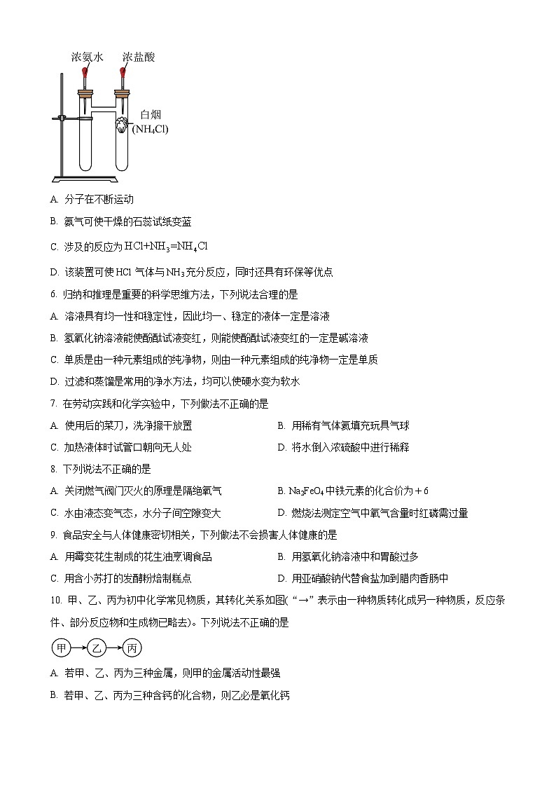 2024年江苏省徐州市铜山区柳新镇中心中学中考模拟化学试题  （原卷版）第2页