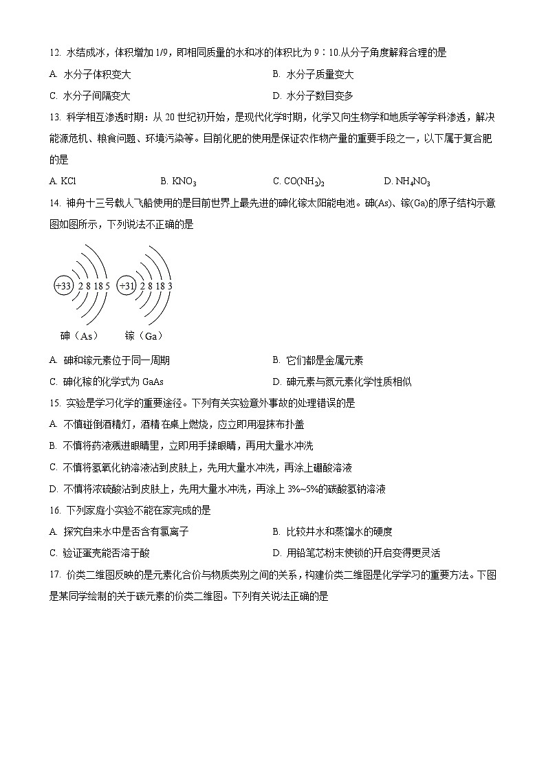 2024年云南省昭通市威信县初中学业水平模拟监测化学试题（原卷版）第3页