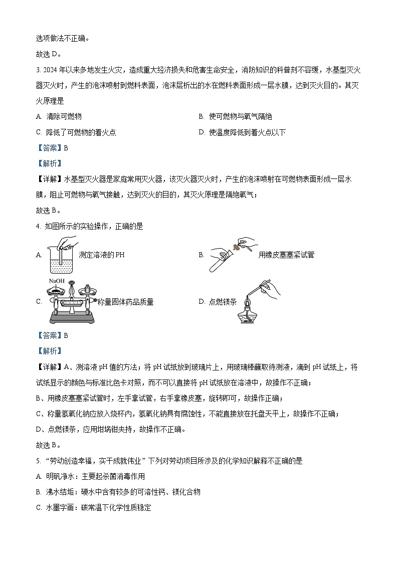 2024年江西省新余市中考化学模拟考试（解析版）第2页