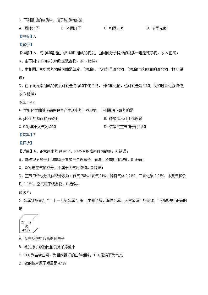2024年山东省淄博市博山区中考一模化学试卷（原卷版+解析版）02
