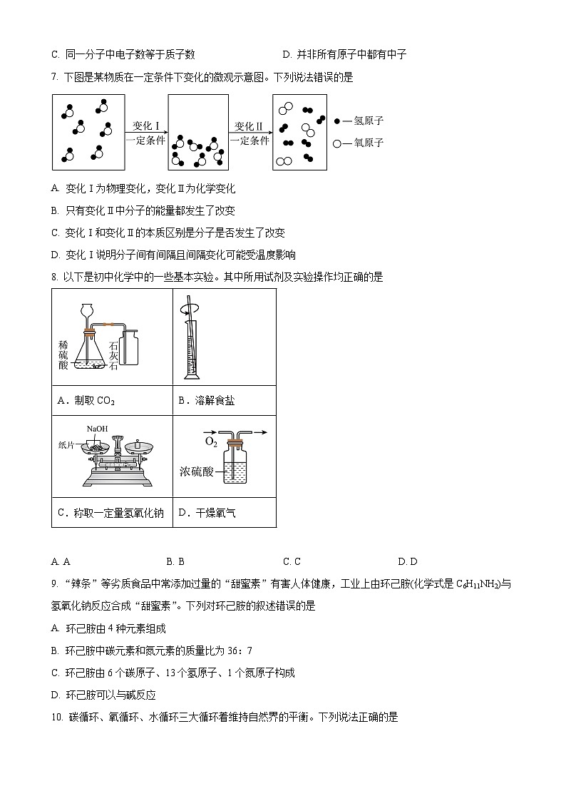 2024年山东省淄博市博山区中考一模化学试卷（原卷版+解析版）02
