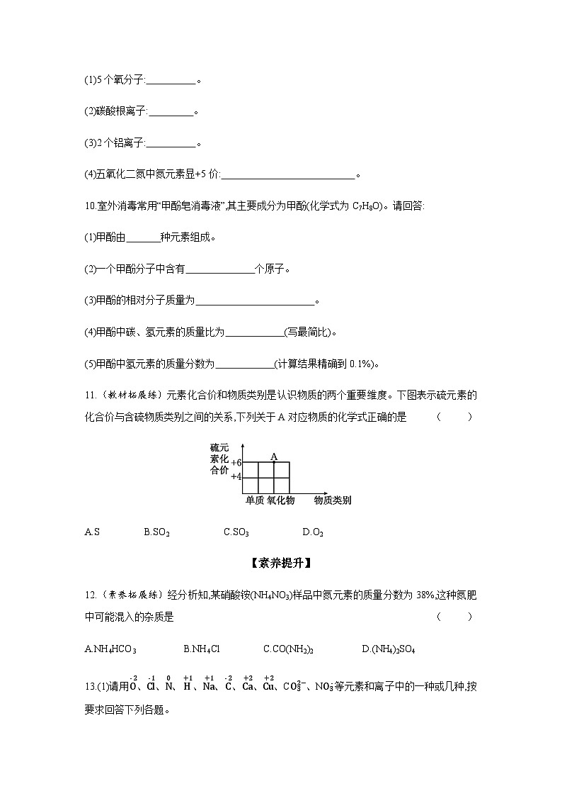 2024年中考化学课时练---4.4 化学式与化合价(二)03
