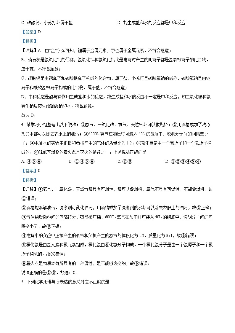 2024年湖南省怀化市会同县中考二模化学试卷 （原卷版+解析版）02