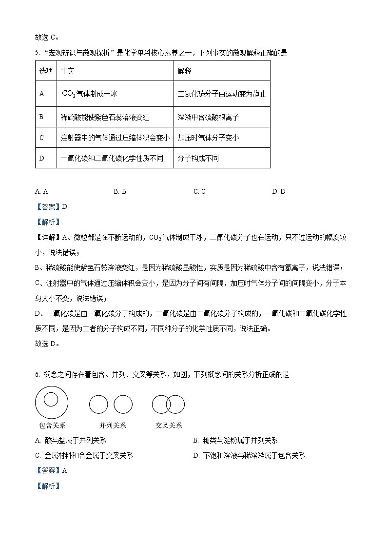 2024年山东省泰安市刘杜镇九年级下学期一模考试化学试题 （原卷版+解析版）03