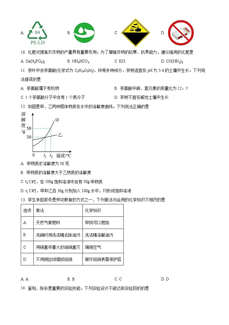 2024年广东省惠州市博罗县中考一模化学试卷（原卷版+解析版）03