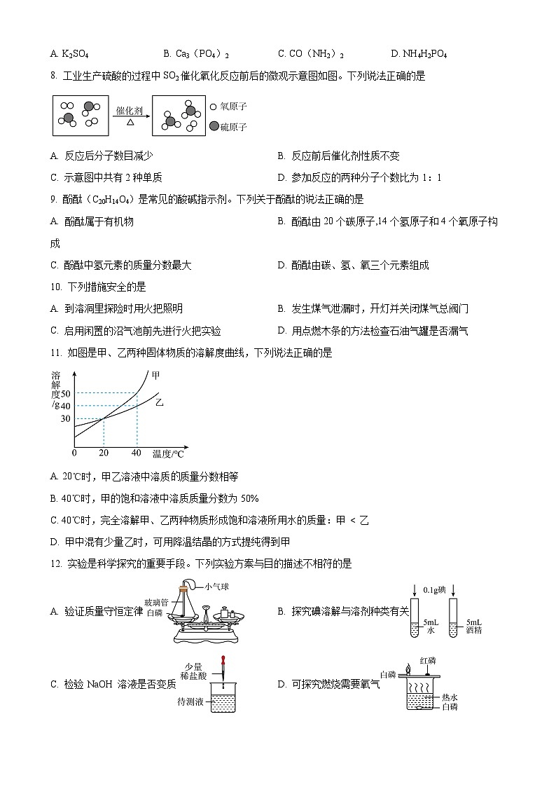 2024年广东省东莞市部分学校中考第一次模拟考试化学试卷 （原卷版+解析版）02