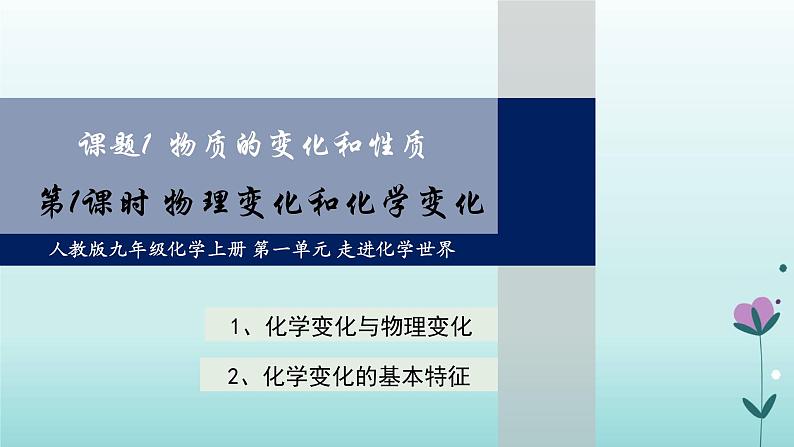 化学人教版九年级上册导学课件：1.1物质的变化和性质（第1课时）01