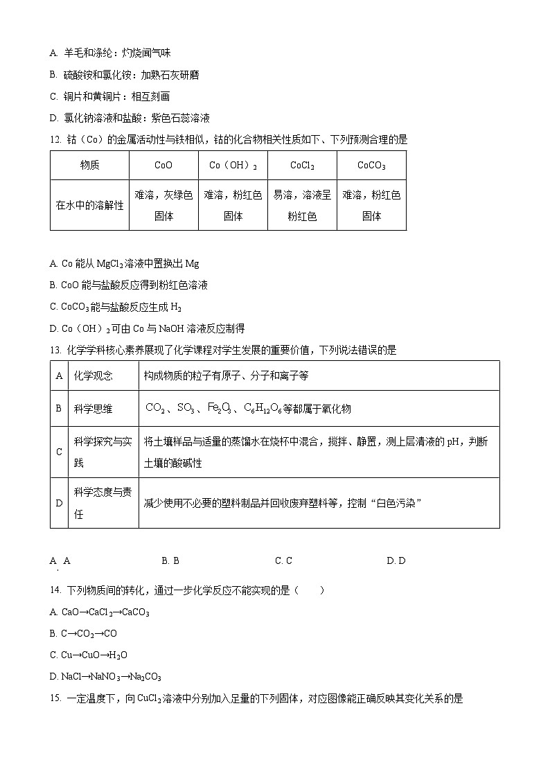 湖南省衡阳市衡南县衡南县栗江镇隆市初级中学2023-2024学年九年级下学期4月期中化学试题（原卷版）第3页