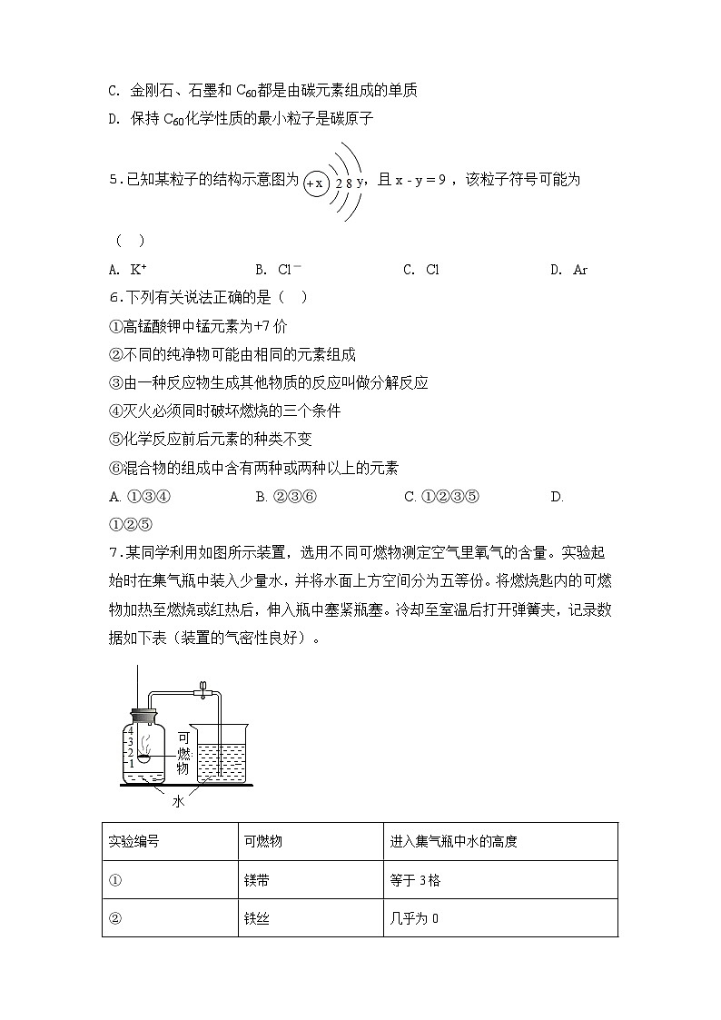 2020人教版·湖北省武汉市九年级上学期期末化学试题02