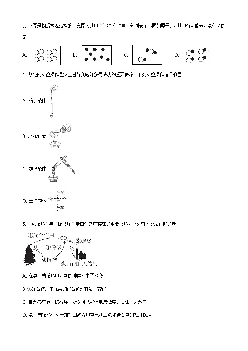 2021沪教版·山西省第一学期九年级期中质量评估试题化学试题02