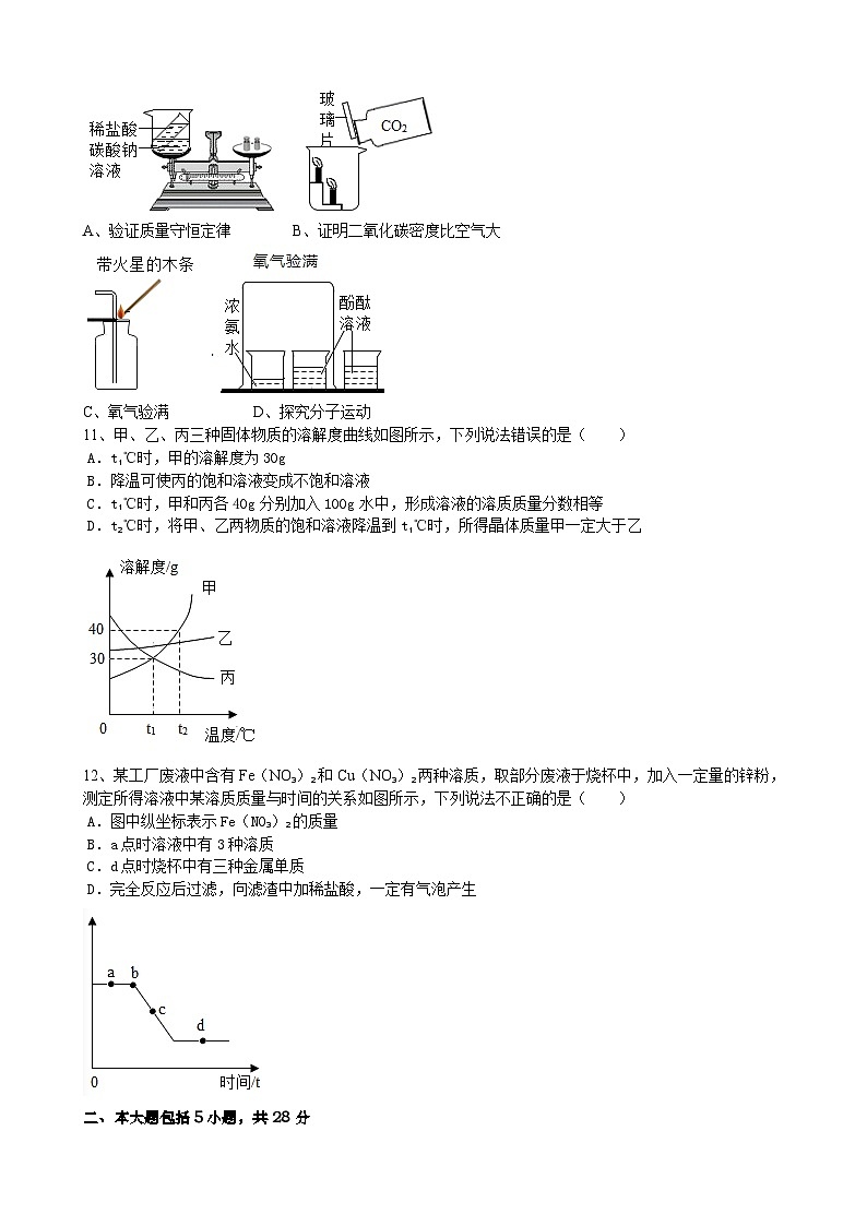 安徽省合肥市第四十一中学中考模拟题2021化学试题03