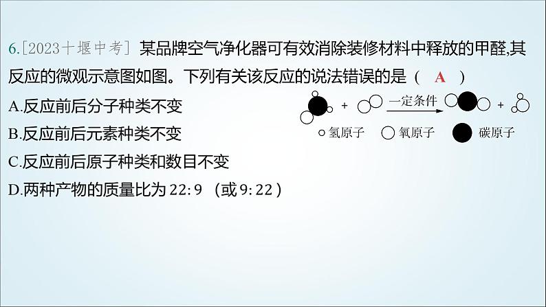 2024年中考化学复习专题练三物质的化学变化第二讲质量守恒定律1课件第8页