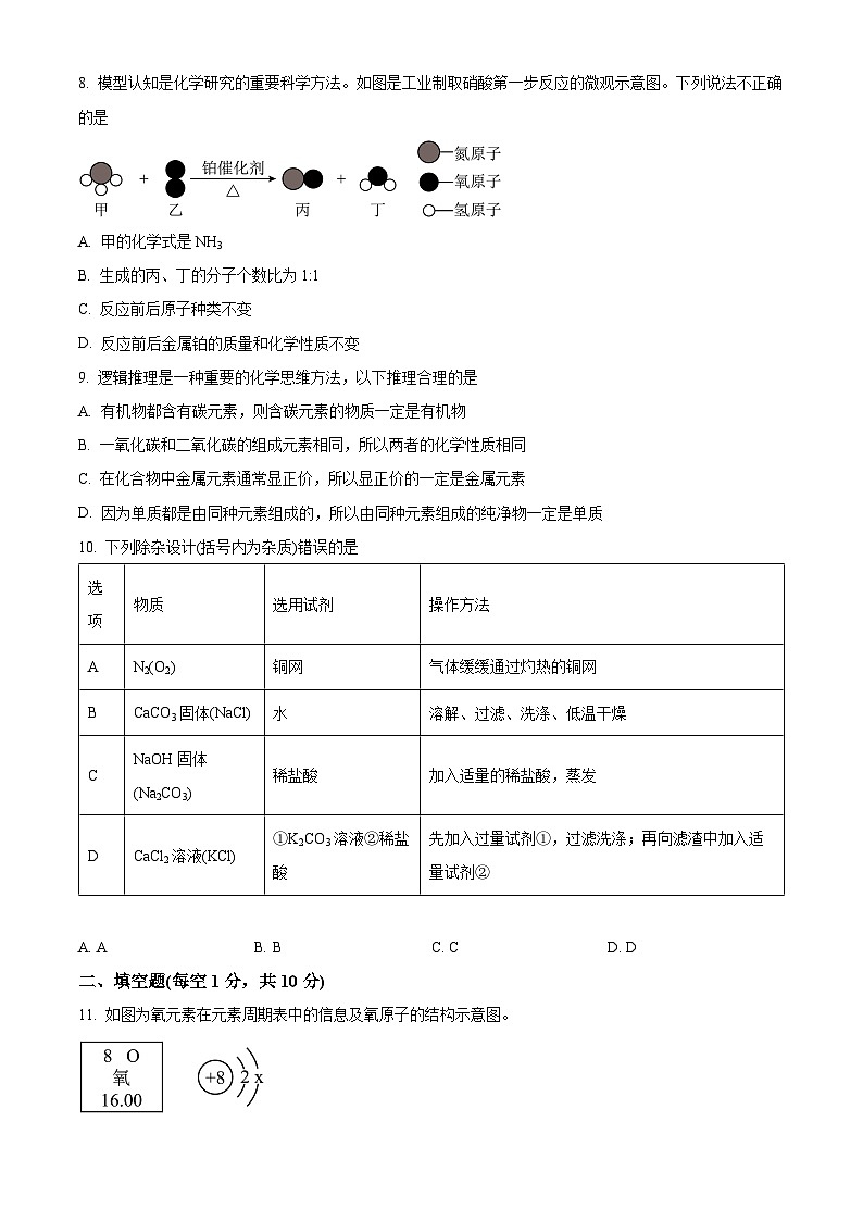 2024年吉林省松原市前郭县第三中学中考第二次模拟测试化学试卷（原卷版+解析版）02