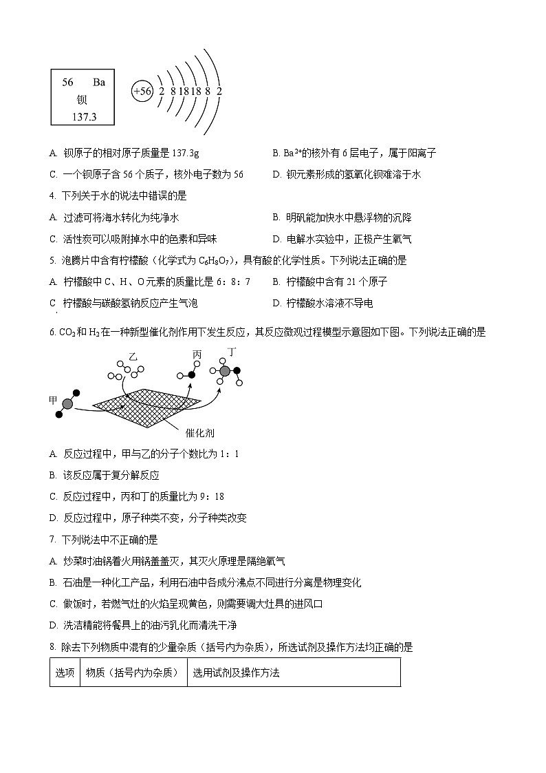 广东省广州大学附属中学2023-2024学年九年级下学期4月月考化学试卷（原卷版）第2页
