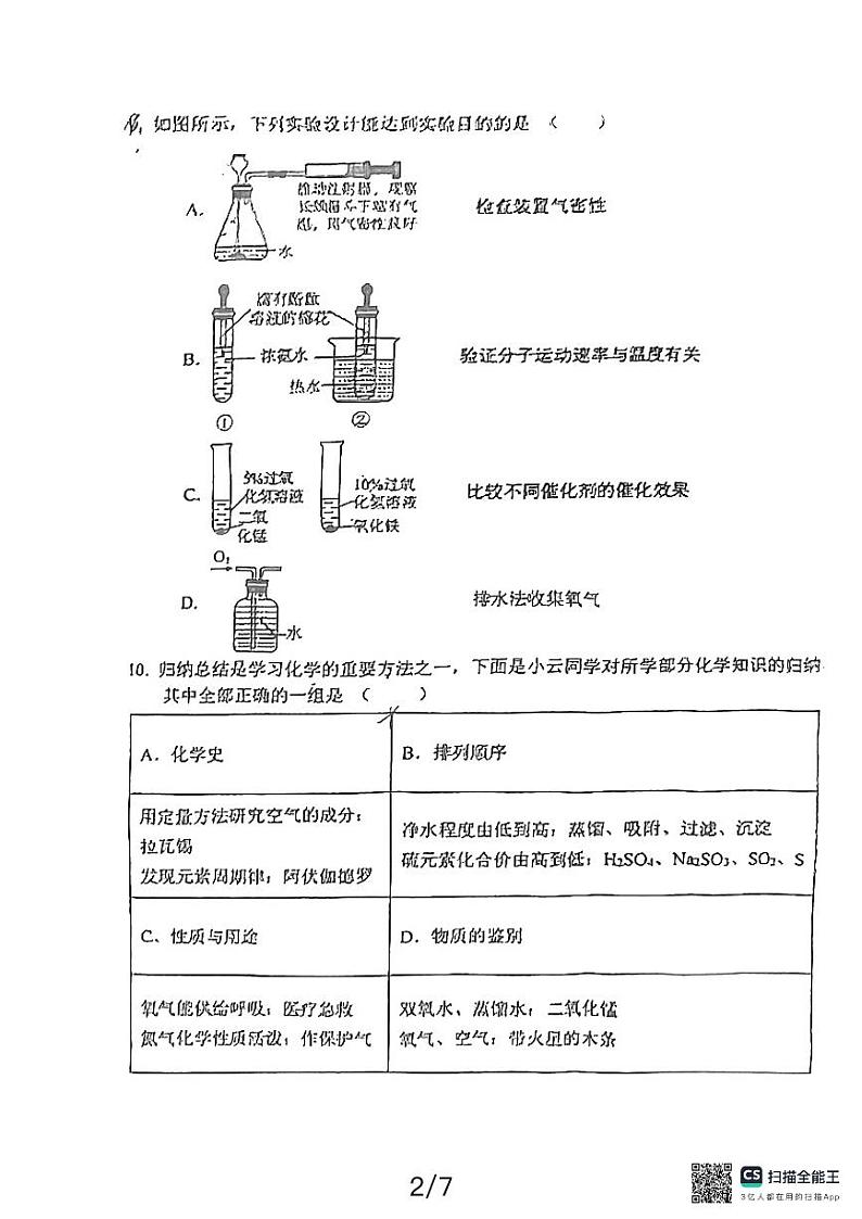 山东省菏泽市成武县2023-2024学年八年级下学期4月期中化学试题第3页