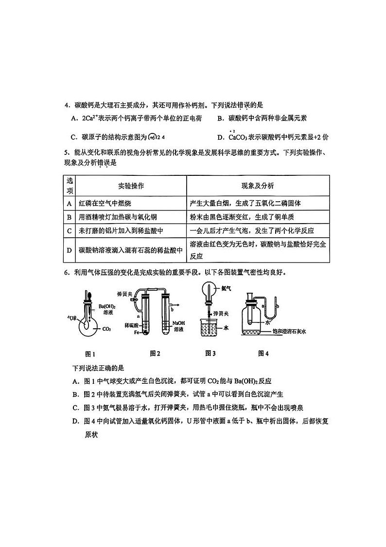 2024年湖北省武汉市腾云联盟中考适应性考试（二模）化学试题02