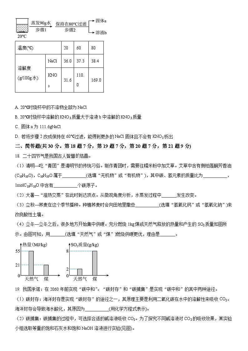 2024年上海市青浦区九年级中考二模化学试卷含详解03