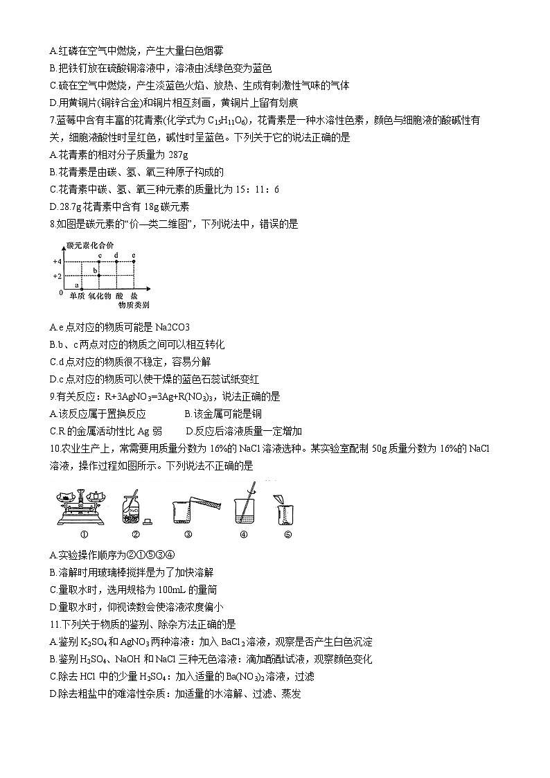 2024年青海省海东市中考一模考试化学试题第2页