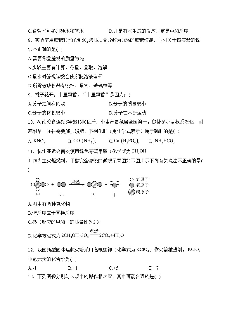 河南省信阳市息县2024届九年级下学期中考二模化学试卷(含答案)第2页