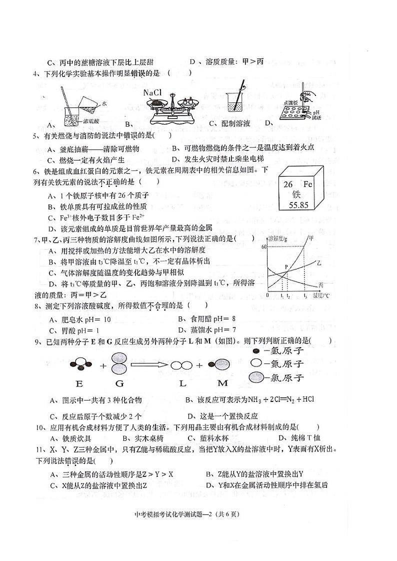 2024年广东省揭阳市惠来县中考模拟化学试题第2页