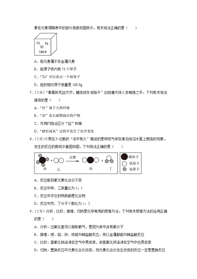 2024年江西省赣州市部分学校中考化学一模试卷02