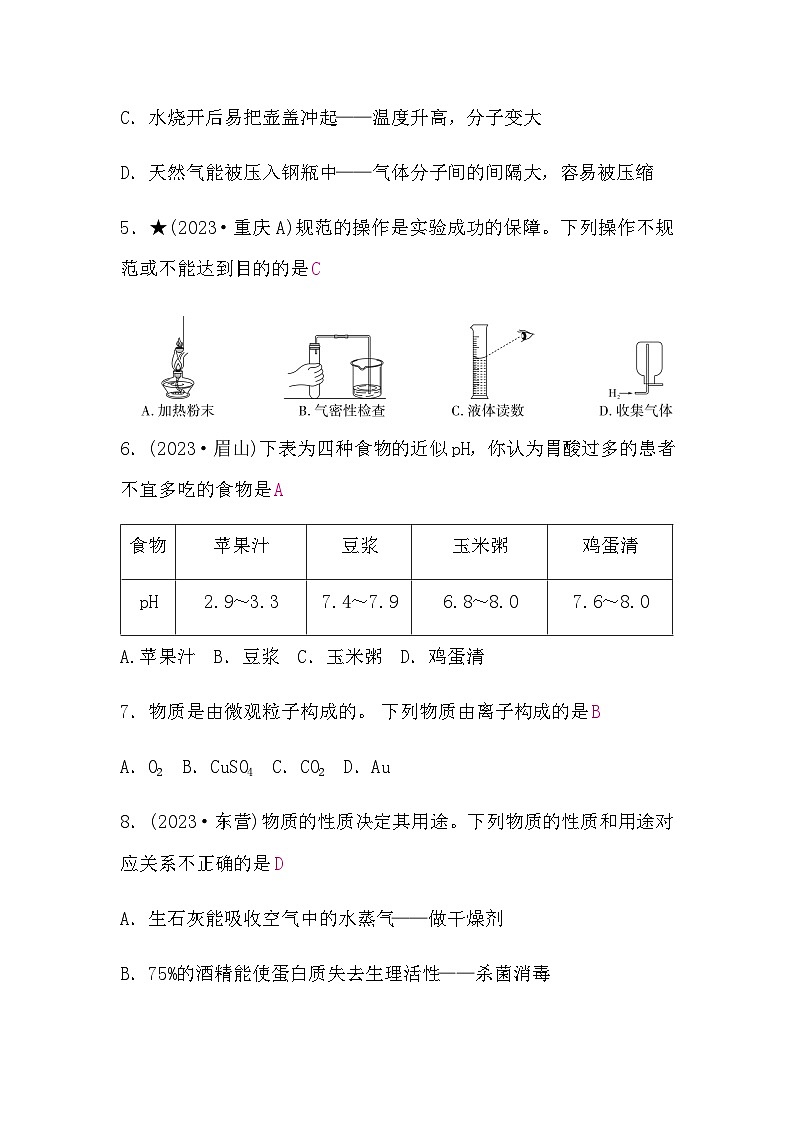 中考化学复习模拟试题卷(一)含答案第2页