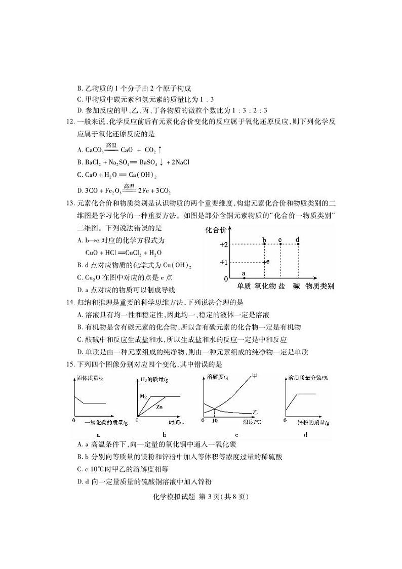 2024年山东省临沂市临沭县九年级学业水平模拟考试化学试题03