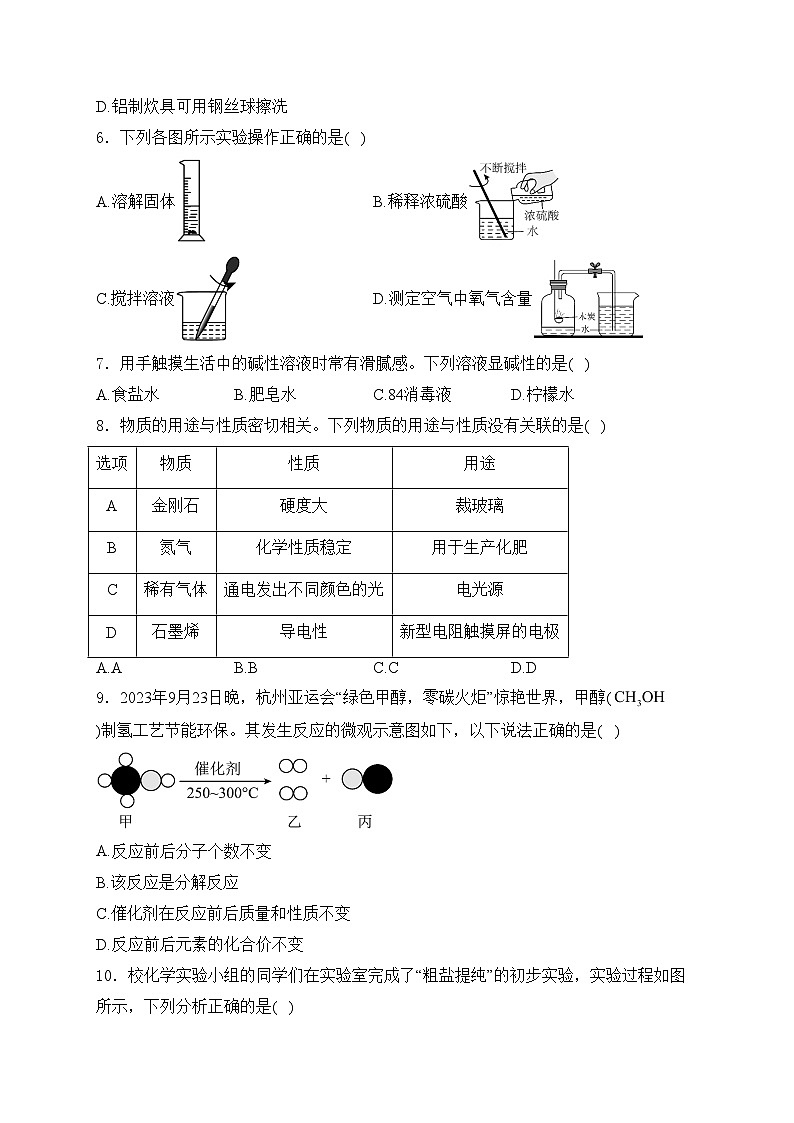 安徽省C20教育联盟2024届九年级中考二模化学试卷(含答案)第2页