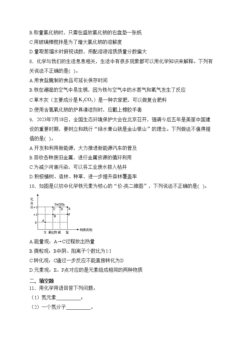 吉林省长春市净月高新区2024届九年级下学期中考一模化学试卷(含答案)第2页