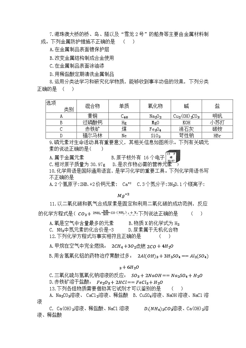 2024年河南省周口市沈丘县等校联考中考二模化学试题（含答案）第2页