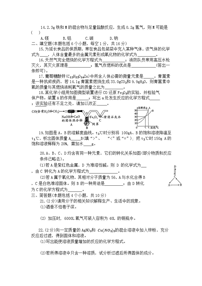 2024年河南省周口市沈丘县等校联考中考二模化学试题（含答案）第3页