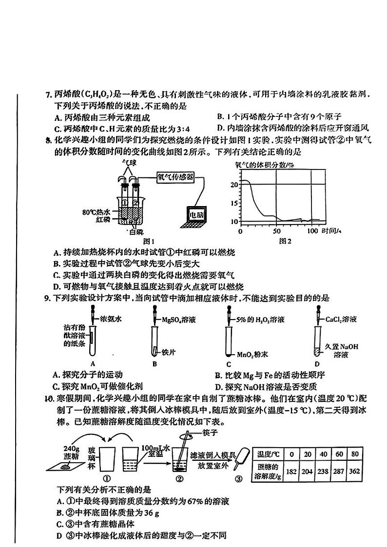 2024年山西省侯马市中考二模考试化学试题第2页