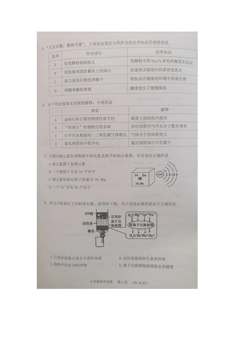 2024年广东省广州市海珠区中考一模化学试题第2页