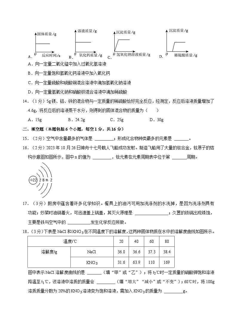 2024年河南省信阳市息县中考化学二模试卷第3页