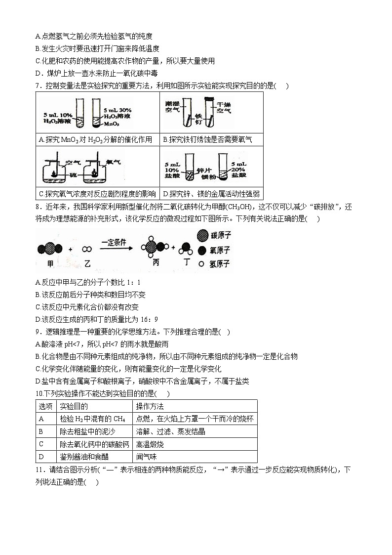 宁夏回族自治区吴忠市第三中学、第六中学两校2023-2024学年九年级下学期4月期中化学试题(无答案)02