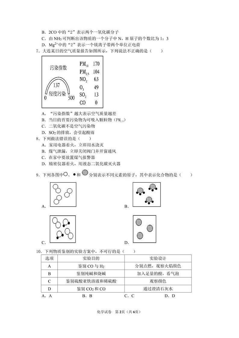 2024年辽宁省十四地市民间中考大联考化学模拟试卷+02