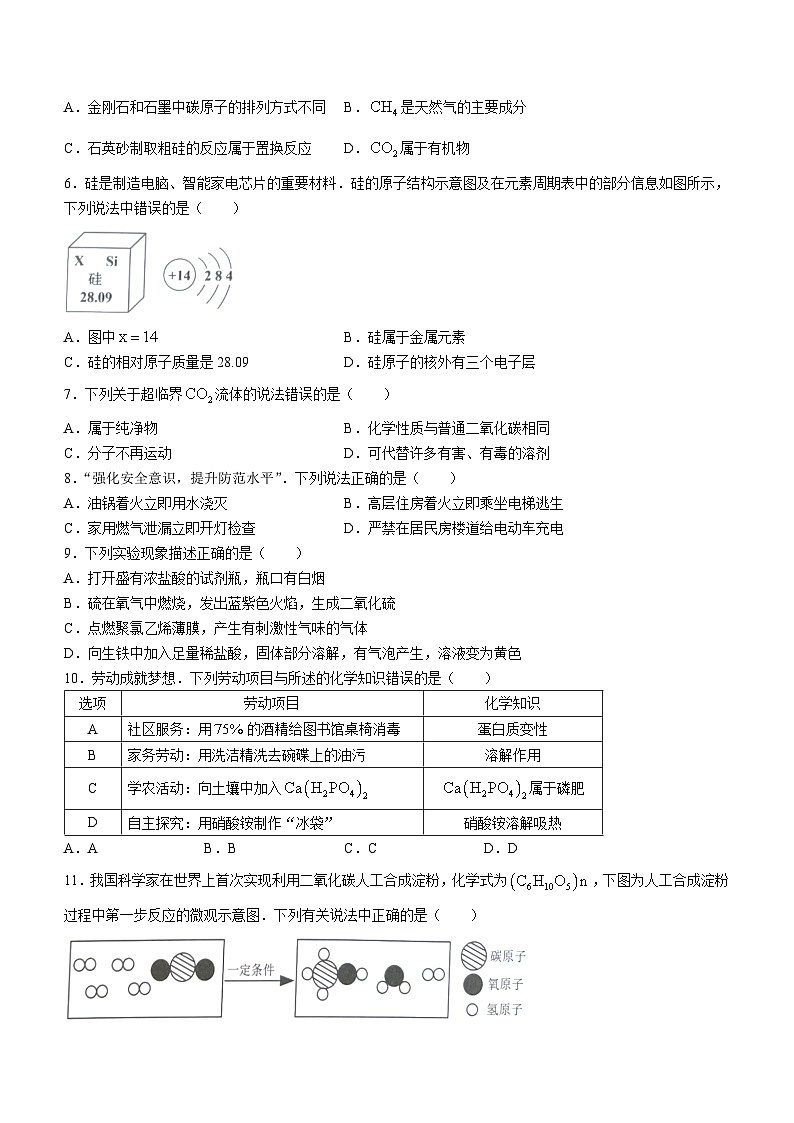 2024年江苏省泰州市海陵区中考一模化学试卷(无答案)第2页