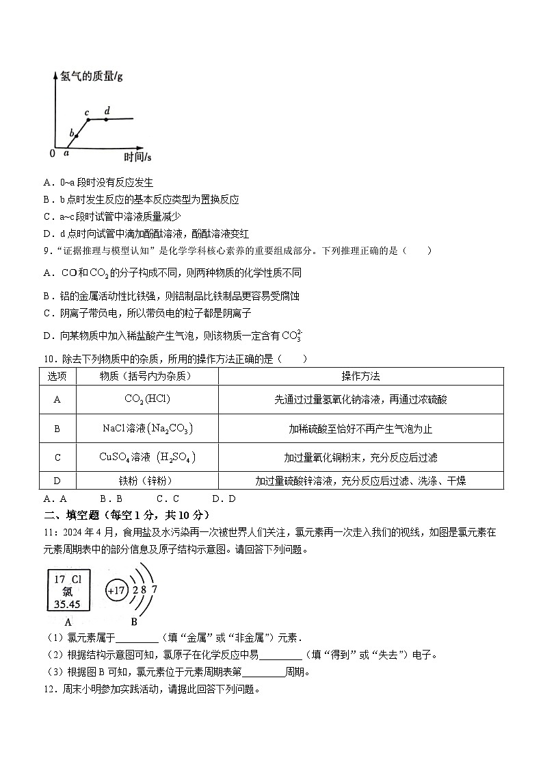 2024年吉林省白山市中考一模化学试题02