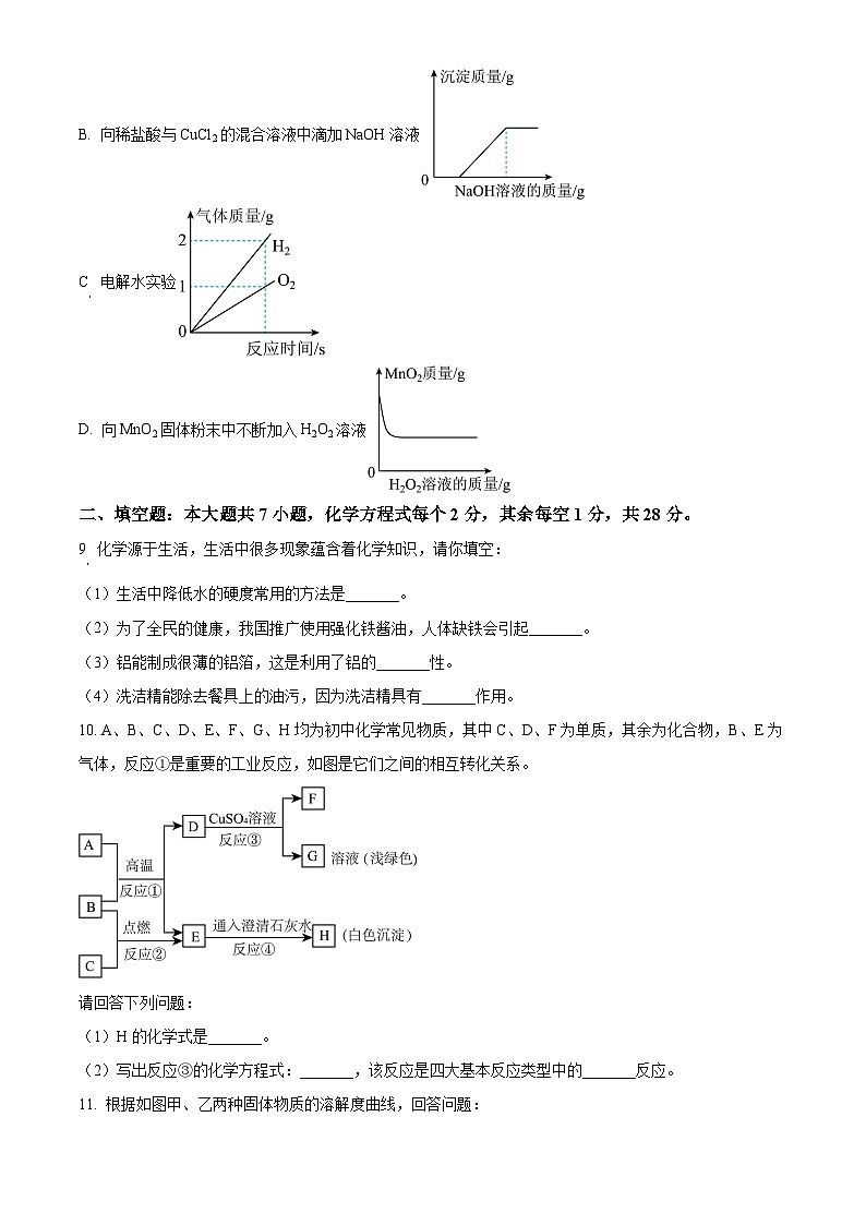 湖北省内地西藏班（校）2023-2024学年九年级下学期4月期中化学试题（原卷版+解析版）03
