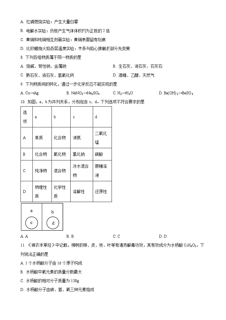 重庆市长寿实验中学2023-2024学年九年级下学期期中考试化学试题（原卷版）第2页