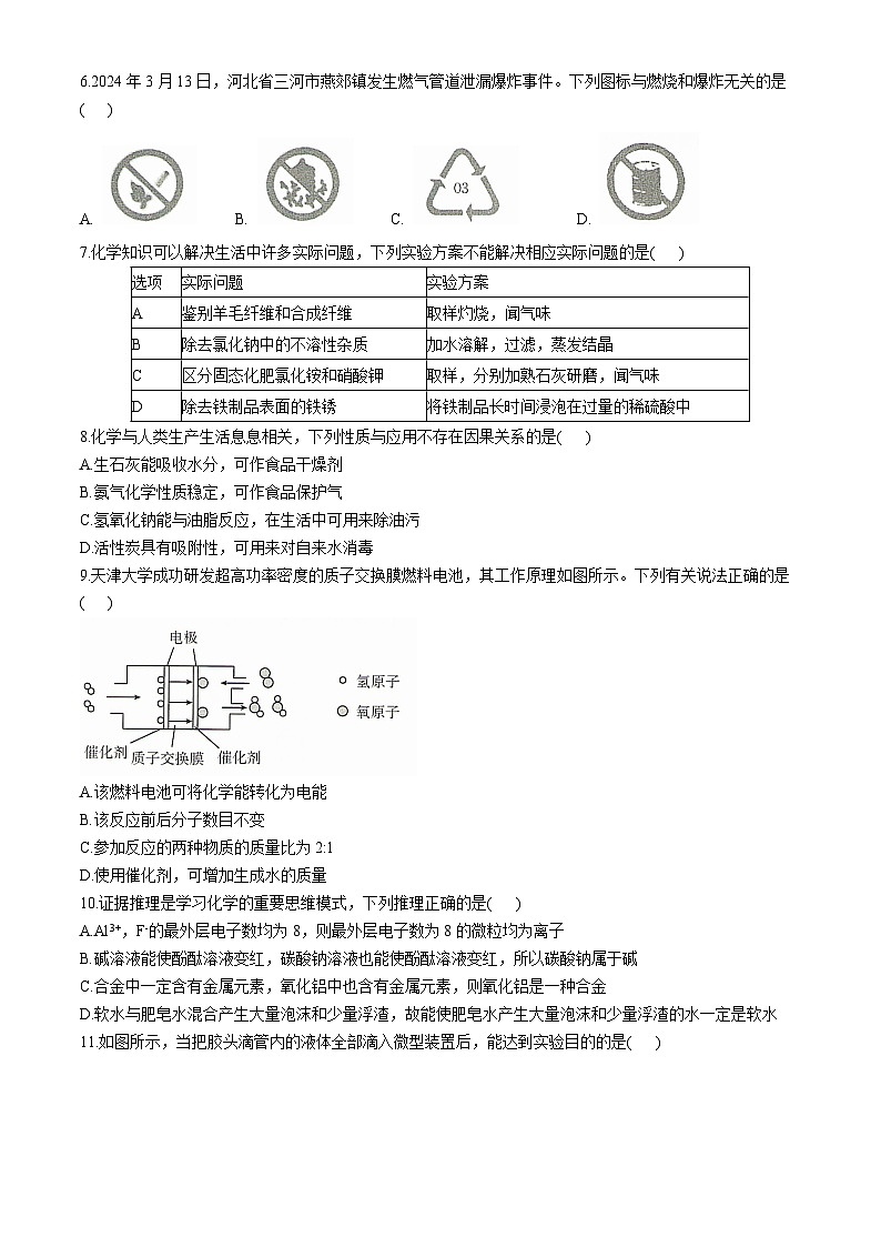 2024年安徽省滁州市九年级二模化学试卷02