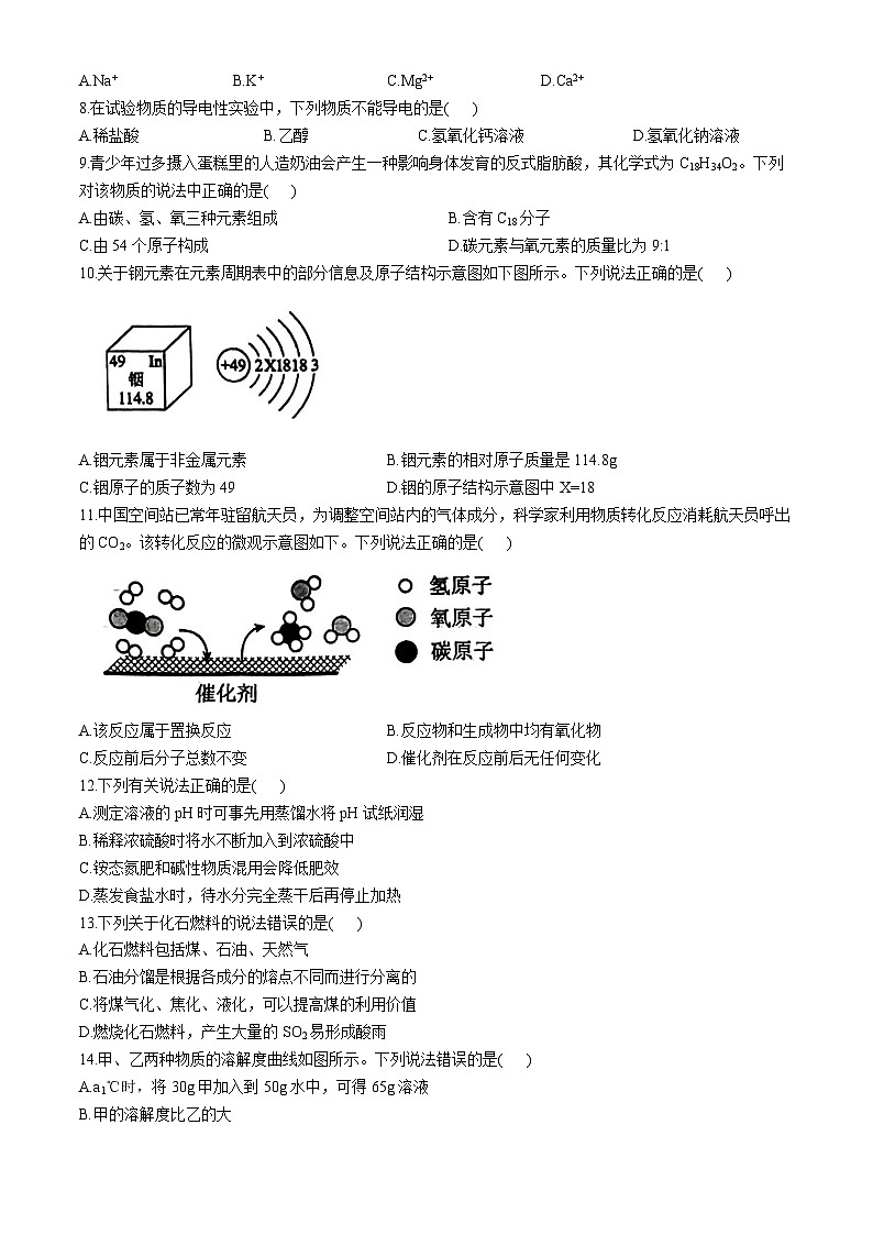 2024年广东省湛江市廉江市第七中学中考模拟预测化学试题第2页