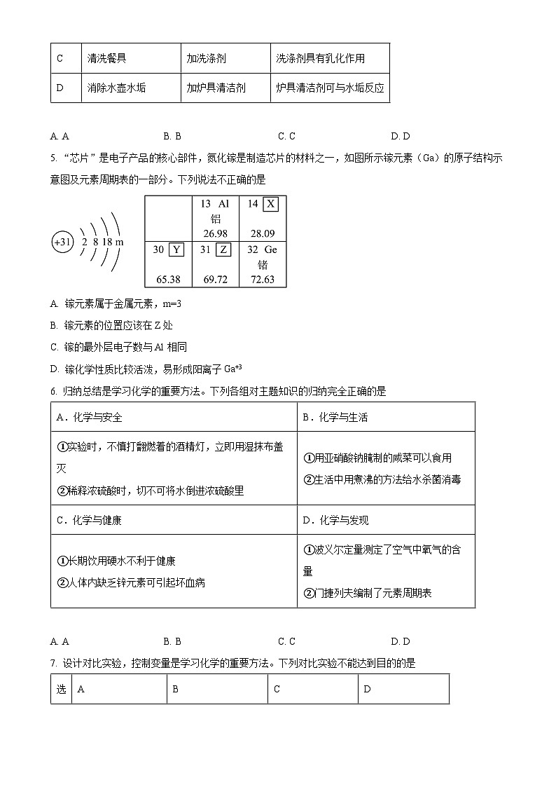 宁夏银川市唐徕中学南校区2023～2024学年九年级下学期期中考试化学试卷（原卷版）第2页