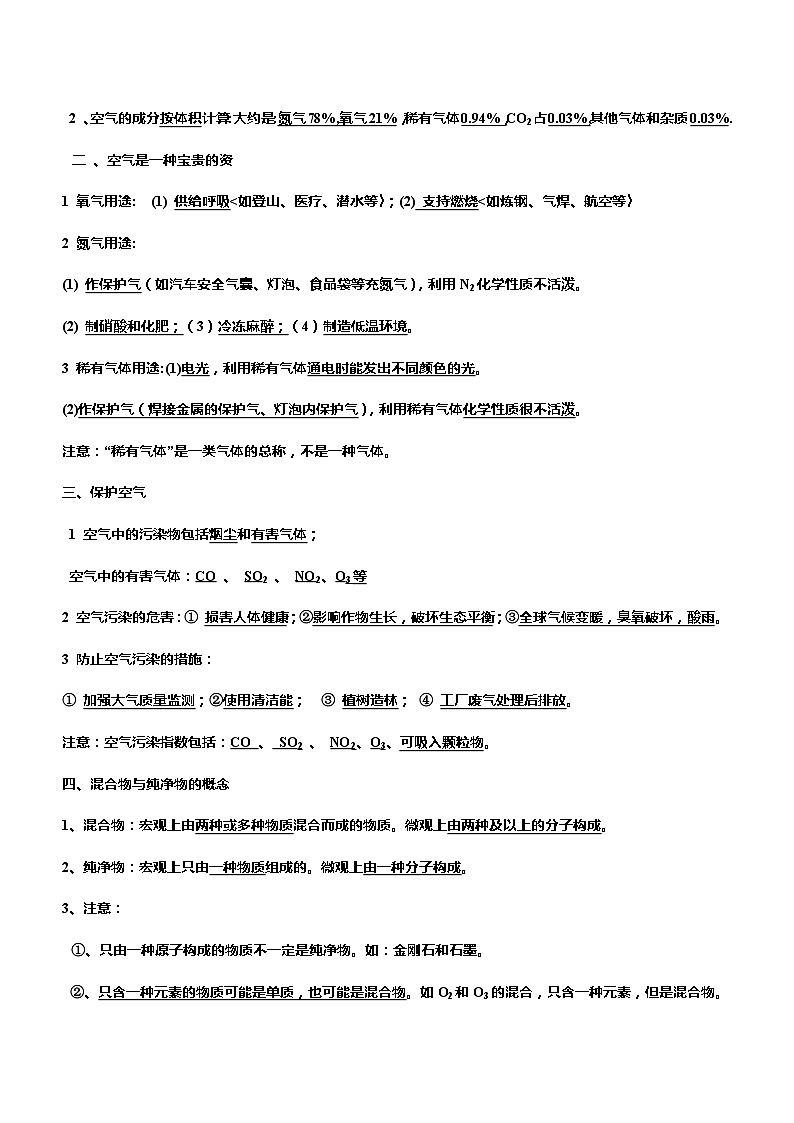 化学人教版九上同步提优讲练：2.1 空气第2页
