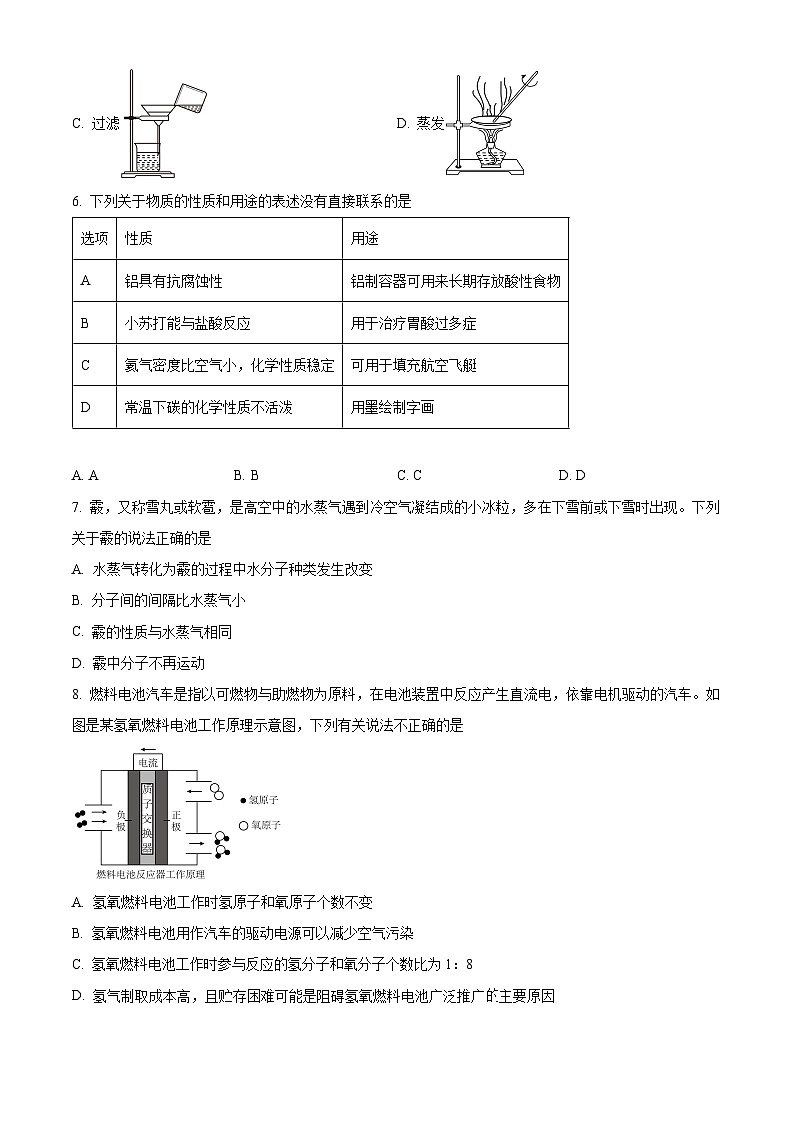 安徽省六安市霍邱县2023-2024学年九年级下学期5月月考化学试题（原卷版+解析版）02